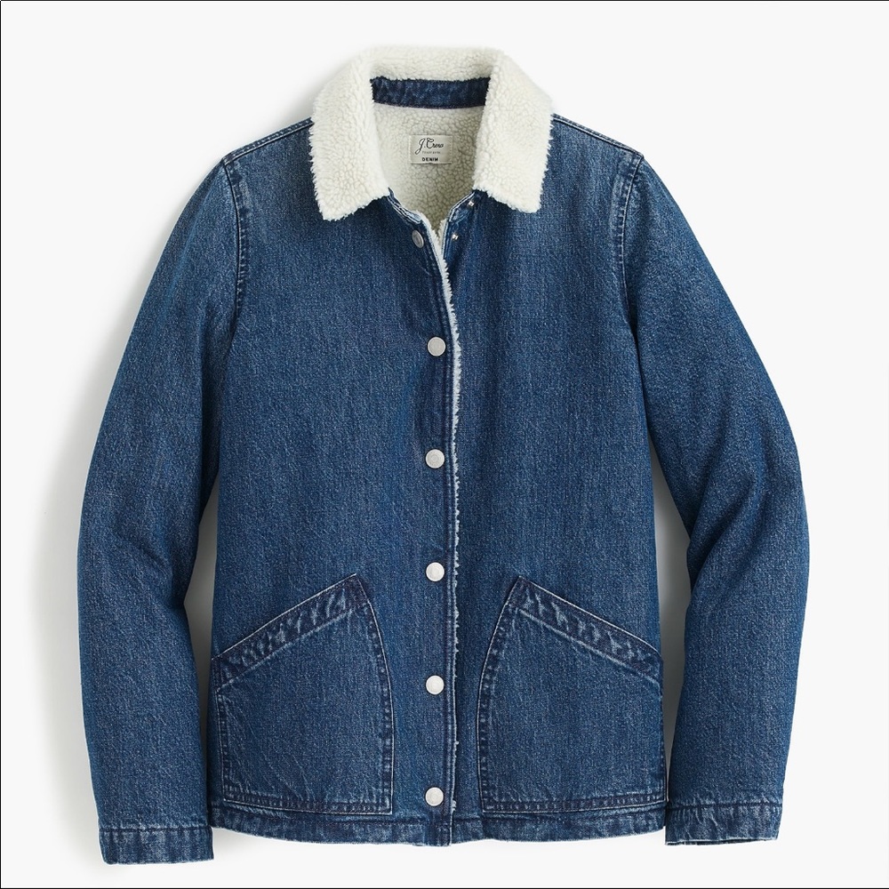 J.Crew denim Sherpa swing jacket S